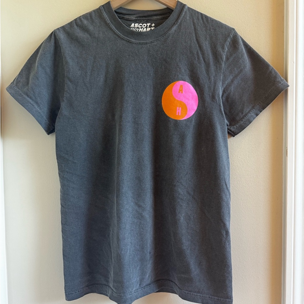 Ascot + Hart Gray T-Shirt with Pink Logo NWT